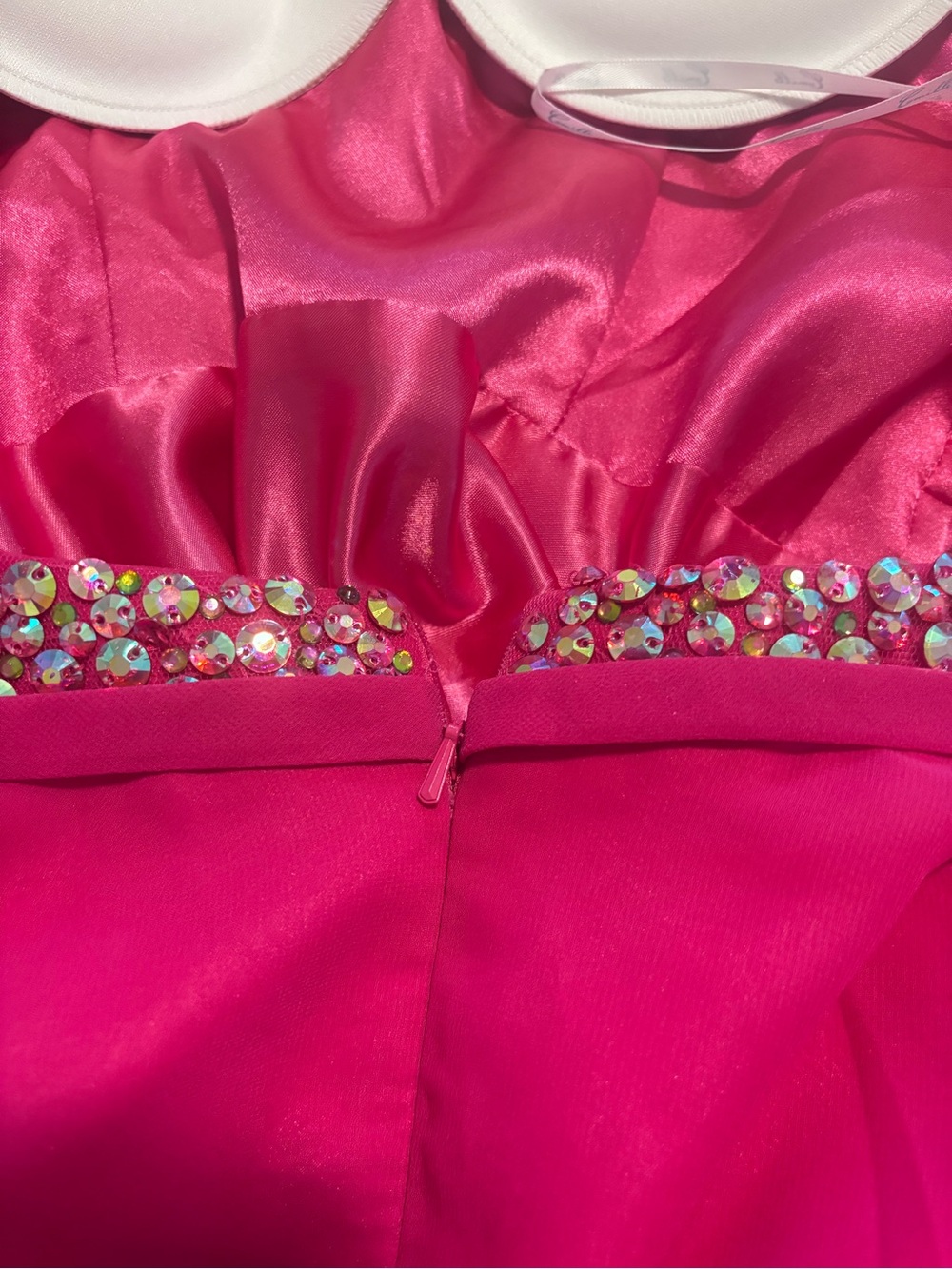 Camille La Vie Beaded Halter Formal Dress | Hot Pink/Fuschia | Size 6 - Picture 6 of 9